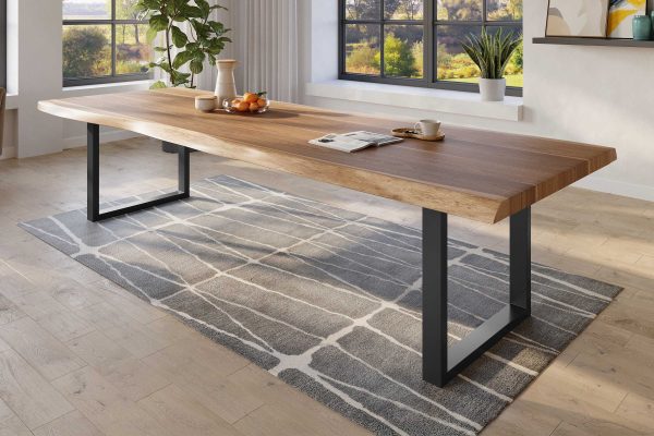 SAM NEU Esszimmer Baumkante Tische Titan Natur U Gestell Schwarz 400x120 ML Titan 400x120 natur U schwarz 02 scaled
