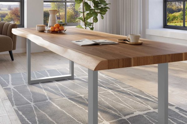 SAM NEU Esszimmer Baumkante Tische Titan Natur U Gestell Silber 280x120 ML Titan 280x120 natur U silber 04 scaled