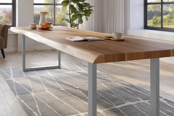 SAM NEU Esszimmer Baumkante Tische Titan Natur U Gestell Silber 300x110 BKT Titan natur 04 scaled