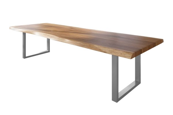 SAM NEU Esszimmer Baumkante Tische Titan Natur U Gestell Silber 350x120 ML Titan 350x120 natur U silber 01 scaled