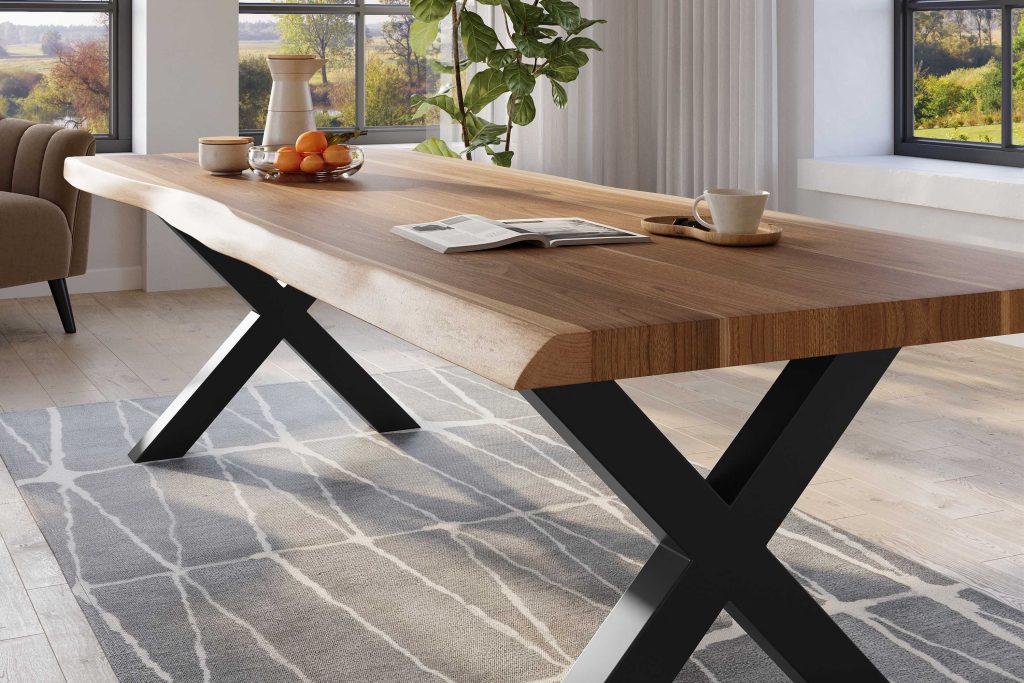 SAM_NEU-Esszimmer-Baumkante-Tische-Titan-Natur-X-Gestell-Schwarz-260×110-ML_Titan_260_natur_X_schwarz_04
