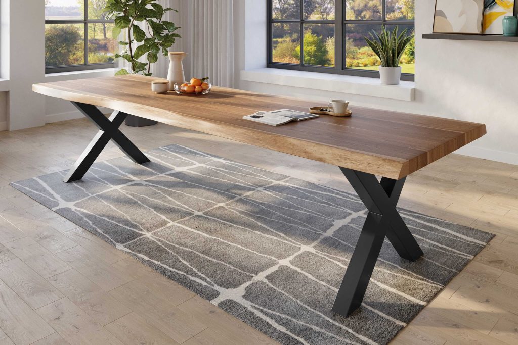 SAM_NEU-Esszimmer-Baumkante-Tische-Titan-Natur-X-Gestell-Schwarz-300×110-ML_Titan_300_natur_X_schwarz_02