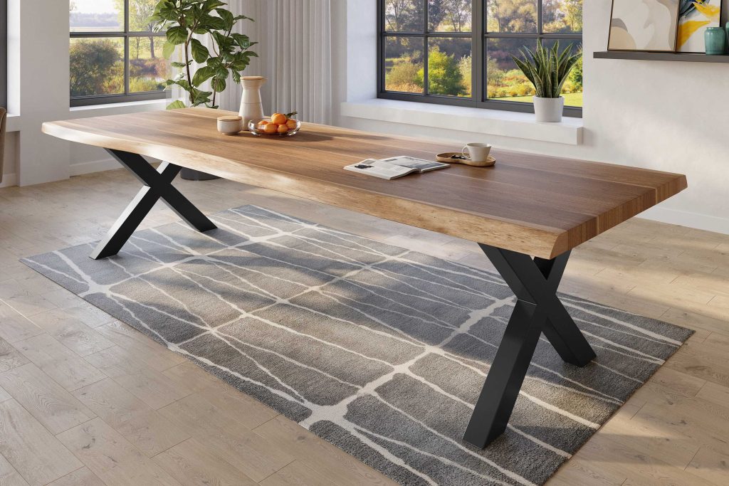 SAM_NEU-Esszimmer-Baumkante-Tische-Titan-Natur-X-Gestell-Schwarz-350×120-ML_Titan_350_natur_X_schwarz_02