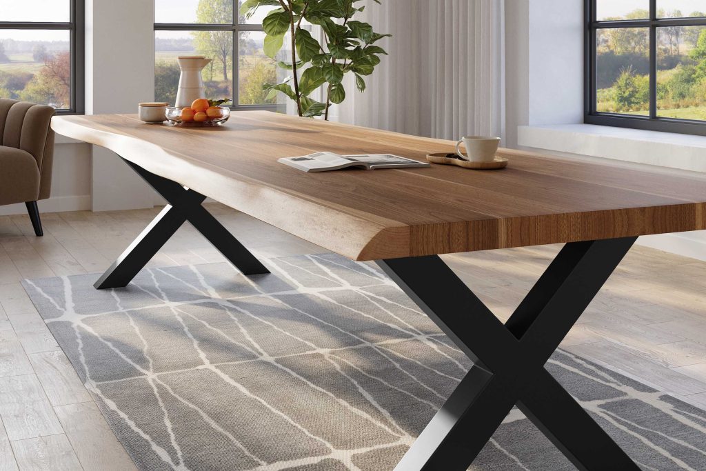 SAM_NEU-Esszimmer-Baumkante-Tische-Titan-Natur-X-Gestell-Schwarz-350×120-ML_Titan_350_natur_X_schwarz_04