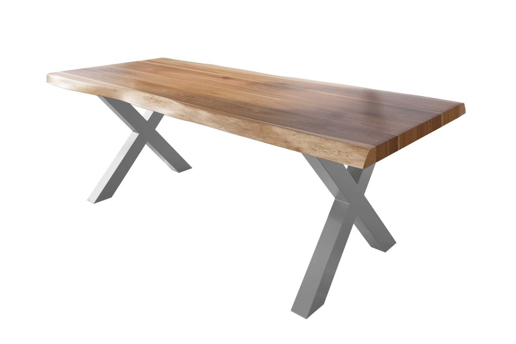 SAM_NEU-Esszimmer-Baumkante-Tische-Titan-Natur-X-Gestell-Silber-220×110-ML_Titan_220_natur_X_silber_01