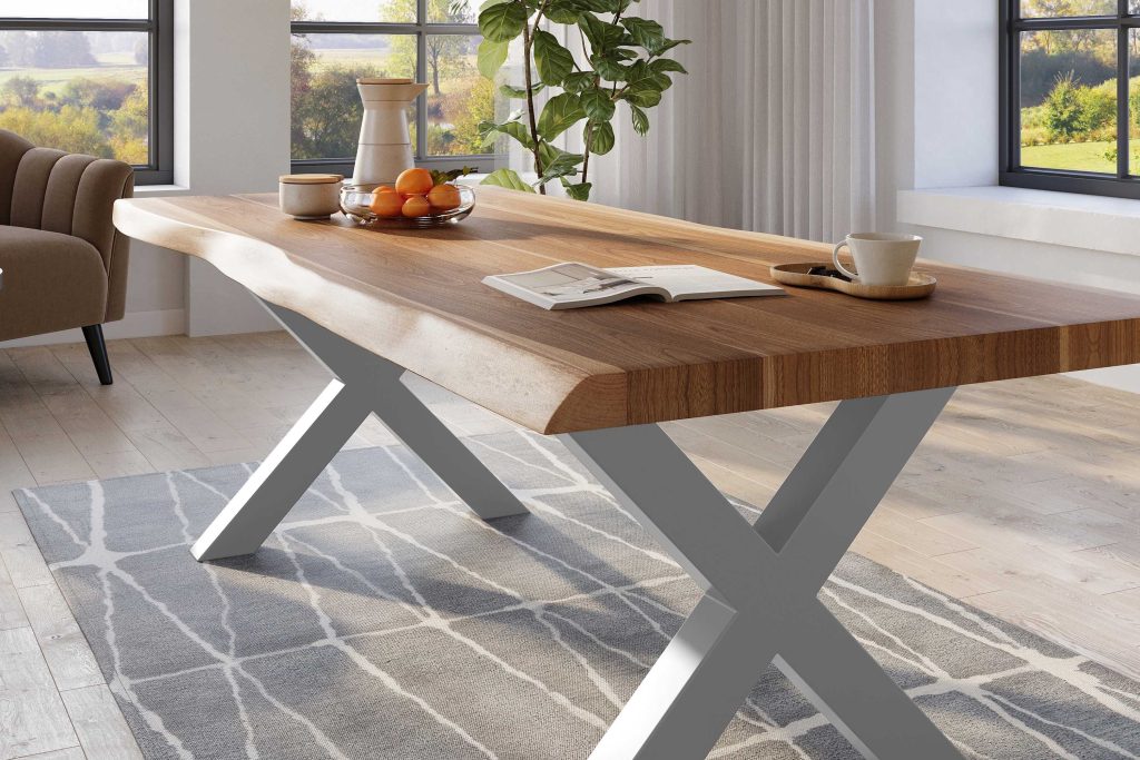 SAM_NEU-Esszimmer-Baumkante-Tische-Titan-Natur-X-Gestell-Silber-220×110-ML_Titan_220_natur_X_silber_04