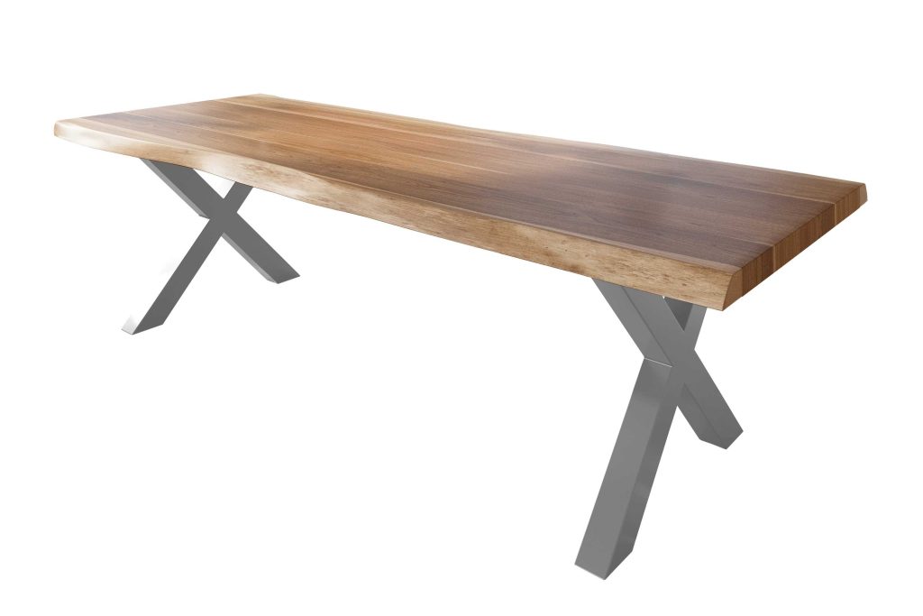 SAM_NEU-Esszimmer-Baumkante-Tische-Titan-Natur-X-Gestell-Silber-260×120-ML_Titan_260_natur_X_silber_01