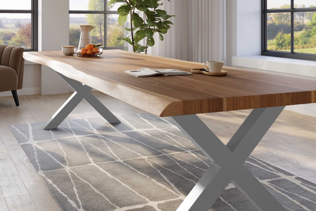 SAM_NEU-Esszimmer-Baumkante-Tische-Titan-Natur-X-Gestell-Silber-320×120-ML_Titan_320_natur_X_silber_04