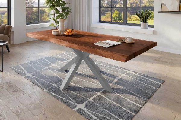 SAM NEU Esszimmer Baumkante Tische Titan Nuss Spider Silber 200x110 ML Titan 200 nuss Spider silber 02 scaled