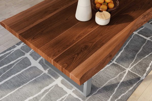 SAM NEU Esszimmer Baumkante Tische Titan Nuss U Gestell Silber 240x110 BKT Titan nussbaum 05 scaled
