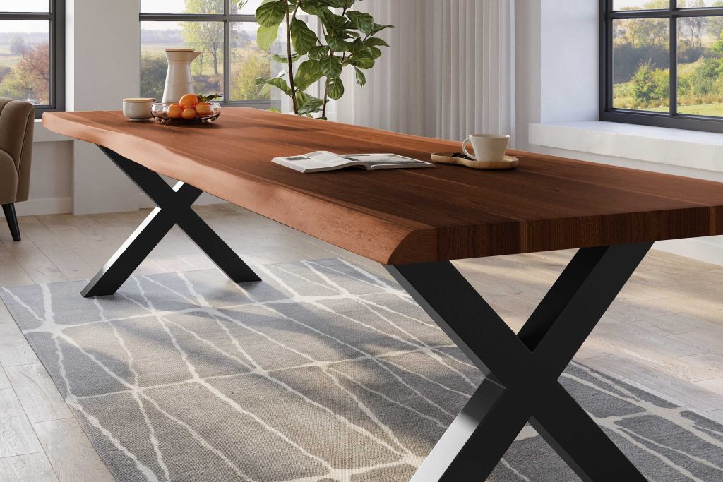 SAM_NEU-Esszimmer-Baumkante-Tische-Titan-Nuss-X-Gestell-Schwarz-300×120-ML_Titan_300_nuss_X_schwarz_04