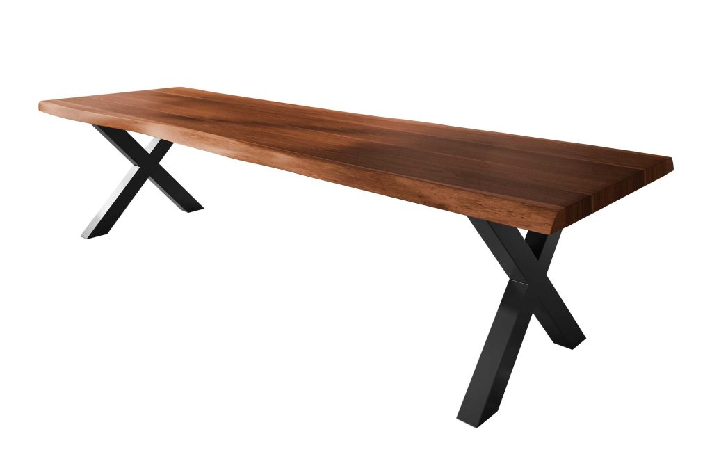 SAM_NEU-Esszimmer-Baumkante-Tische-Titan-Nuss-X-Gestell-Schwarz-350×120-ML_Titan_350_nuss_X_schwarz_01