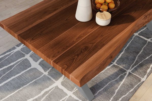 SAM NEU Esszimmer Baumkante Tische Titan Nuss X Gestell Silber 240x120 ML Titan 240 nuss X silber 03 scaled