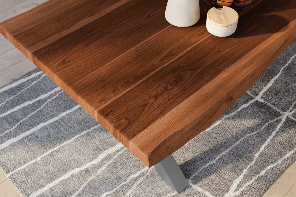 SAM NEU Esszimmer Baumkante Tische Titan Nuss X Gestell Silber 260x120 ML Titan 260 nuss X silber 03 scaled