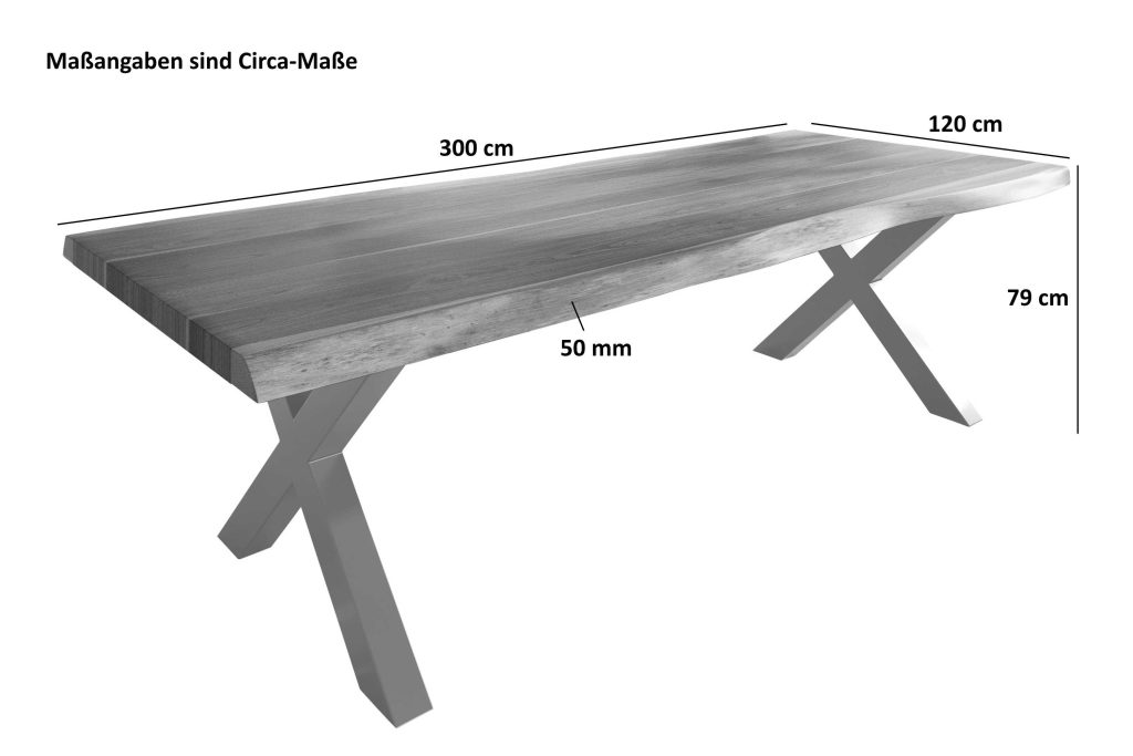 SAM_NEU-Esszimmer-Baumkante-Tische-Titan-Nuss-X-Gestell-Silber-300×120-ML_Titan_300_nuss_X_silber_05