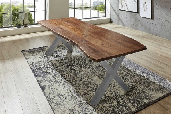 SAM NEU Esszimmer Baumkante Tische Xaver Nussbaum Silber 220 Xaver 220 nuss silber 01