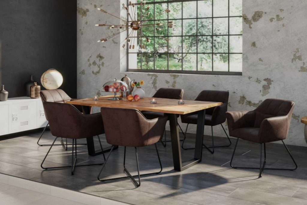 SAM_NEU-Esszimmer-Baumkante-Tischgruppen-Dora-Dora_Kirin-V-Gestell-schwarz-160-TG_Dora_V_schwarz_01