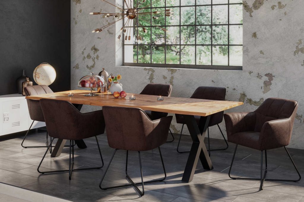 SAM_NEU-Esszimmer-Baumkante-Tischgruppen-Dora-Dora_Kirin-X-Gestell-schwarz-180-TG_Dora_Kirin_X_schwarz_180_01