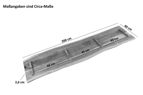 Tischplatte Baumkante Akazie Eiche 200 x 40 cm CURTIS