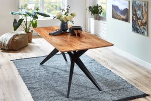 Esstisch Akazienholz massiv Airloft-Gestell schwarz 180 x 90 cm HEIDI