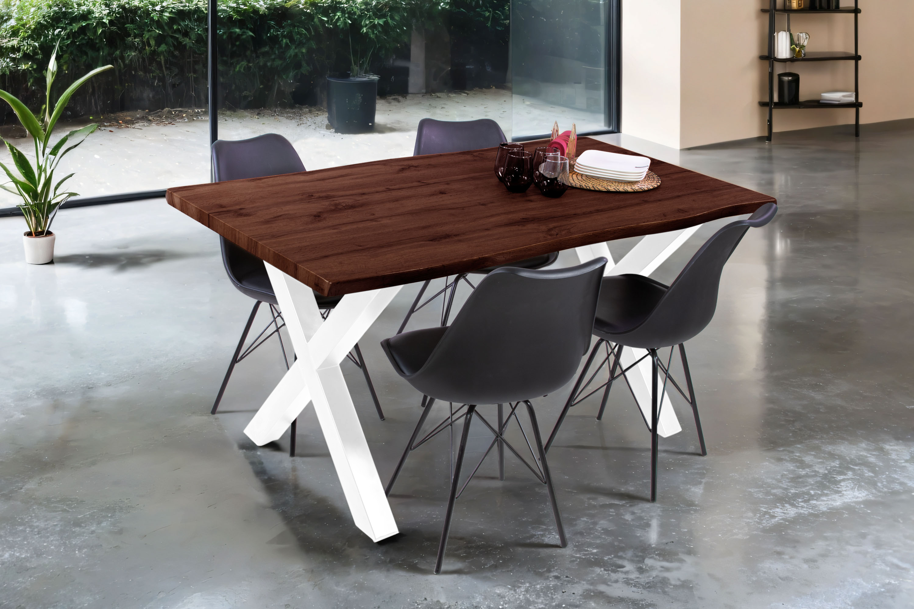 SAM_NEU-Esszimmer-Esszimmertische-Josy-BKT-x_gestell-weiss-160-Nuss-BKT_Josy_04-13