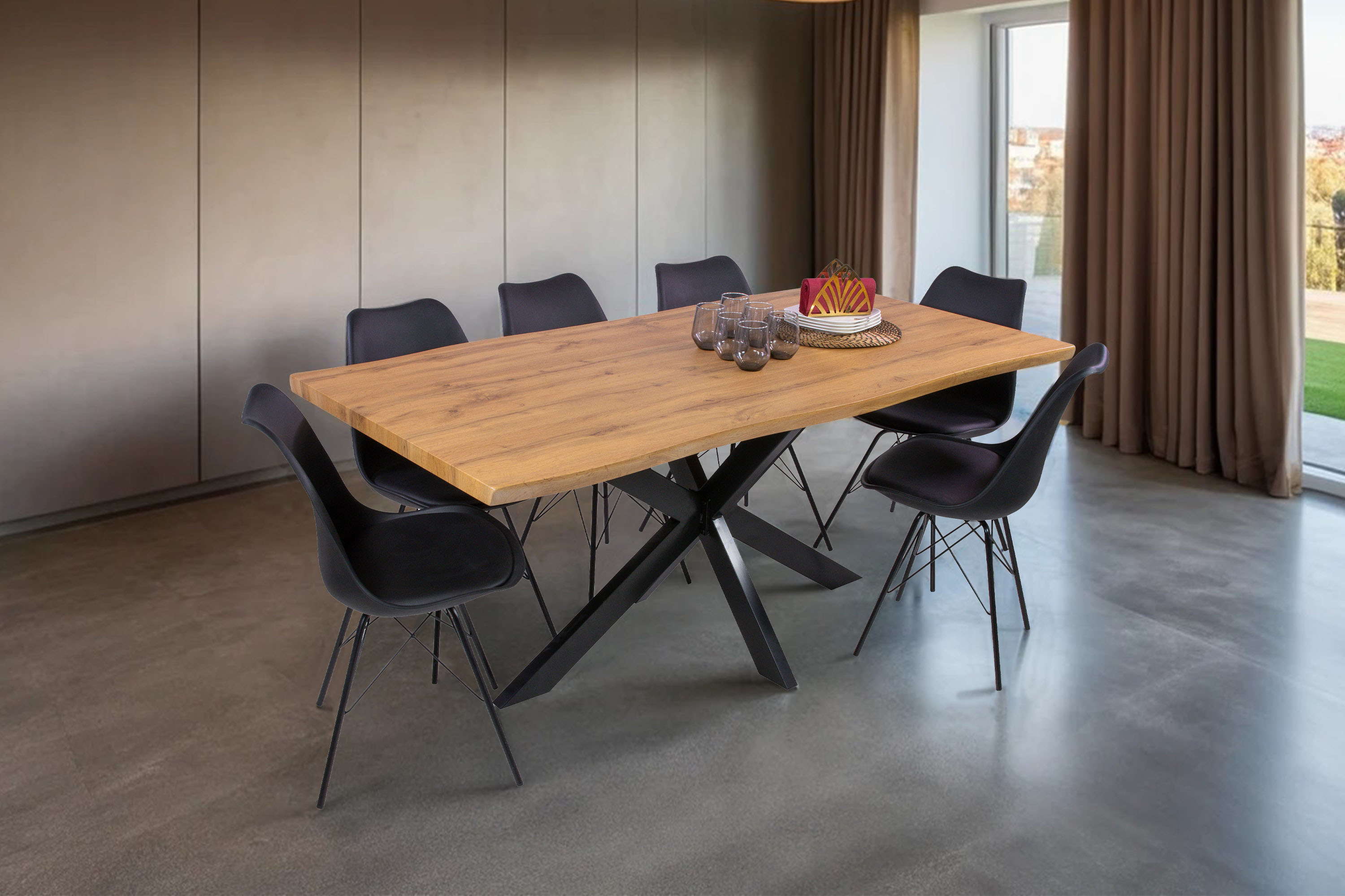 SAM_NEU-Esszimmer-Esszimmertische-Josy-spider-schwarz-180-BKT_Josy_wildeiche_05-28