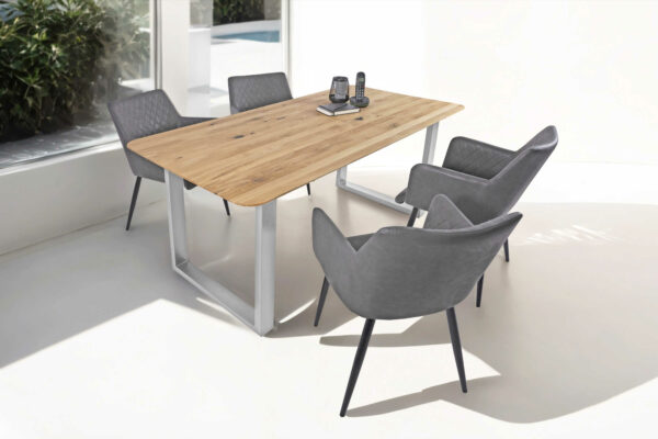 SAM NEU Esszimmer Esszimmertische Lotte Baumkantentische.de rund silber 160 BKT Tisch Lotte silber 05 scaled