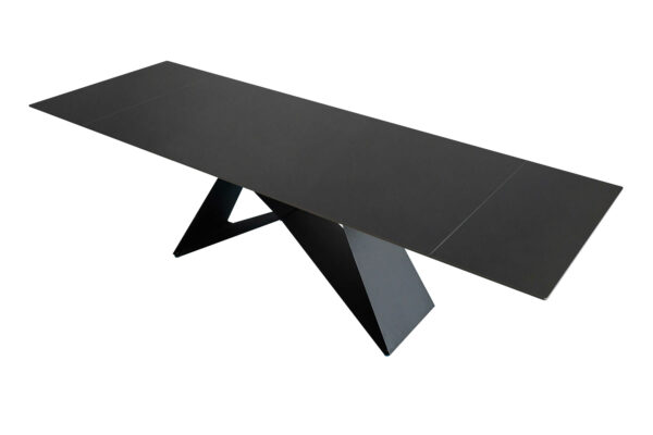Esstisch 180 (260) x 90 cm dunkelgrau matt Keramiktisch ausziehbar Butterfly Gestell schwarz MIA