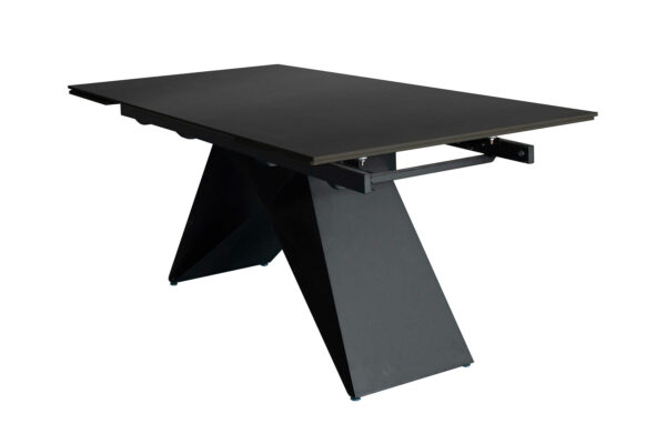 Esstisch 180 (260) x 90 cm dunkelgrau matt Keramiktisch ausziehbar Butterfly Gestell schwarz MIA
