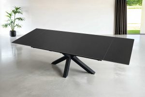 Esstisch 180 (260) x 90 cm dunkelgrau matt Keramiktisch ausziehbar Spider Gestell schwarz MIMO
