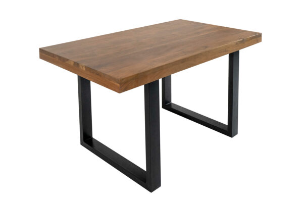 Esstisch 140x80cm Akazienholz nussbaumfarben gerade Kante U-Gestell schwarz RIO