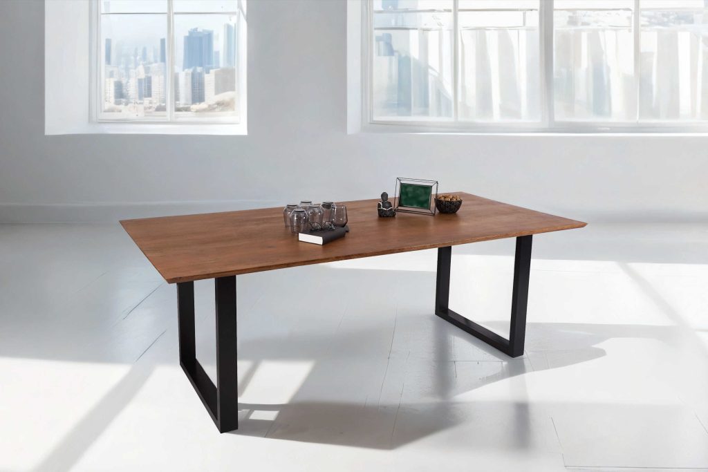 SAM_NEU-Esszimmer-Esszimmertische-Schweizer_Kante-U_Gestell-Atlanta-nussbaumfarben-schwarz-200-Bk_Schweizer_kante_200_nuss_schwarz_01