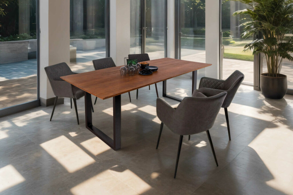 SAM_NEU-Esszimmer-Esszimmertische-Schweizer_Kante-U_Gestell-Atlanta-nussbaumfarben-schwarz-240-Bk_Schweizer_kante_240_nuss_schwarz_02