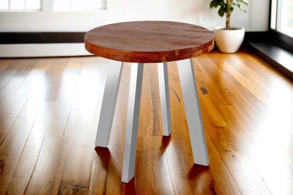 Esstisch rund Akazienholz nussbaum massiv 100 cm silber SOPHIA