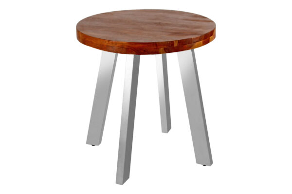 Esstisch rund Akazienholz nussbaum massiv 80 cm silber SOPHIA