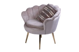 Design-Polstersessel Armlehnsessel Samt taupe Metallbeine goldfarben lackiert BIG CHAIR