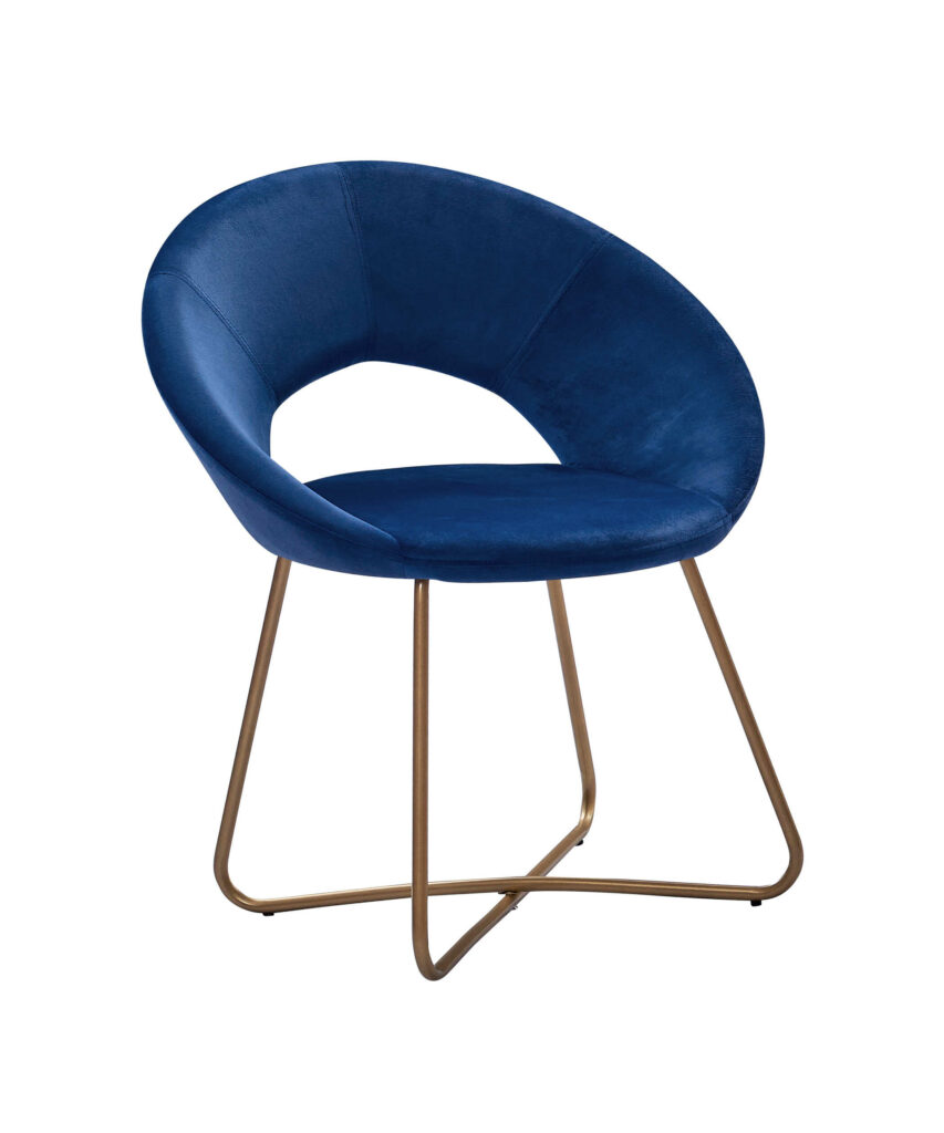 Design-Sessel gold Esszimmerstuhl Metallbeine LENNY Samt blau