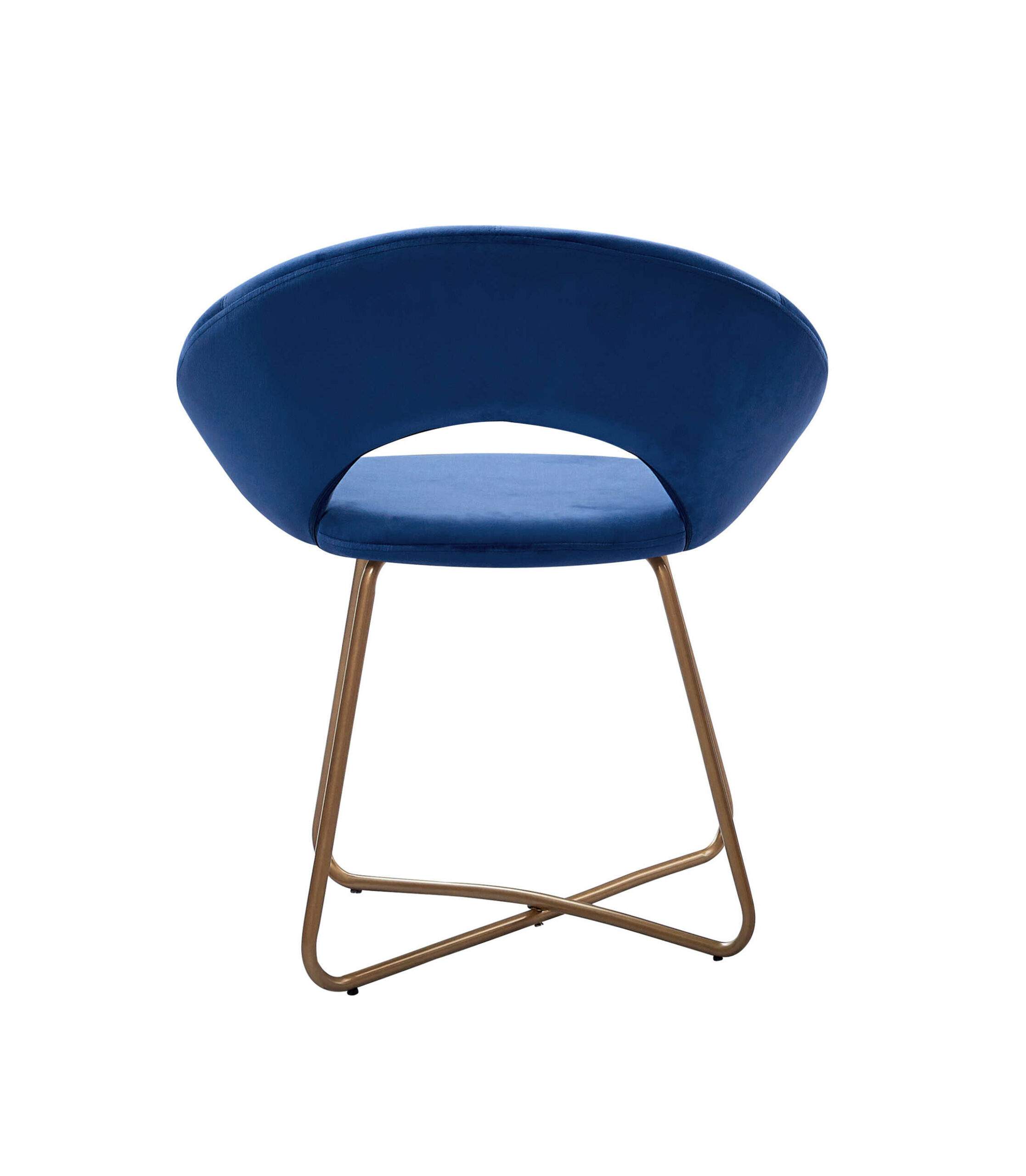 Esszimmerstuhl Design-Sessel Samt blau LENNY Metallbeine gold