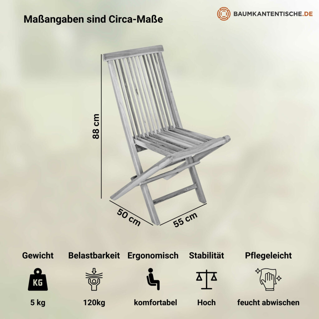 Gartenstuhl ohne Armlehnen Klappstuhl Teakholz MENORCA