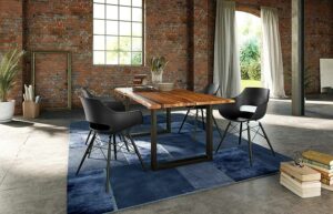 Massiver Baumkantentisch Akazie/cognac 180 x 90 cm schwarz ISABELLA