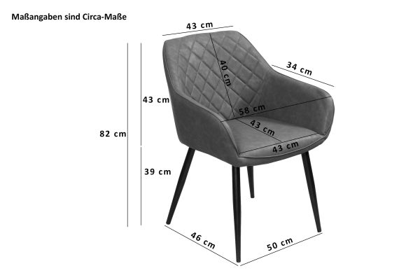 Esszimmer Armlehnstuhl Wildlederoptik schwarz Metallbeine LASSE